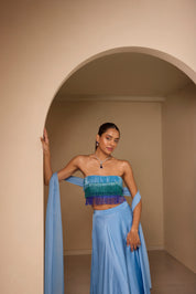 Aqua Glimmer Lengha