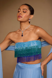 Aqua Glimmer Lengha