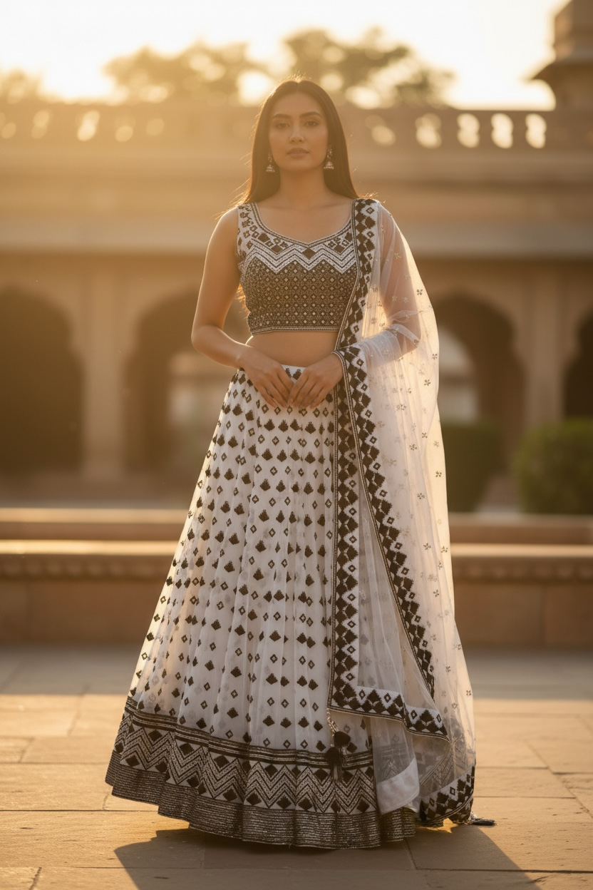 White & Black lengha